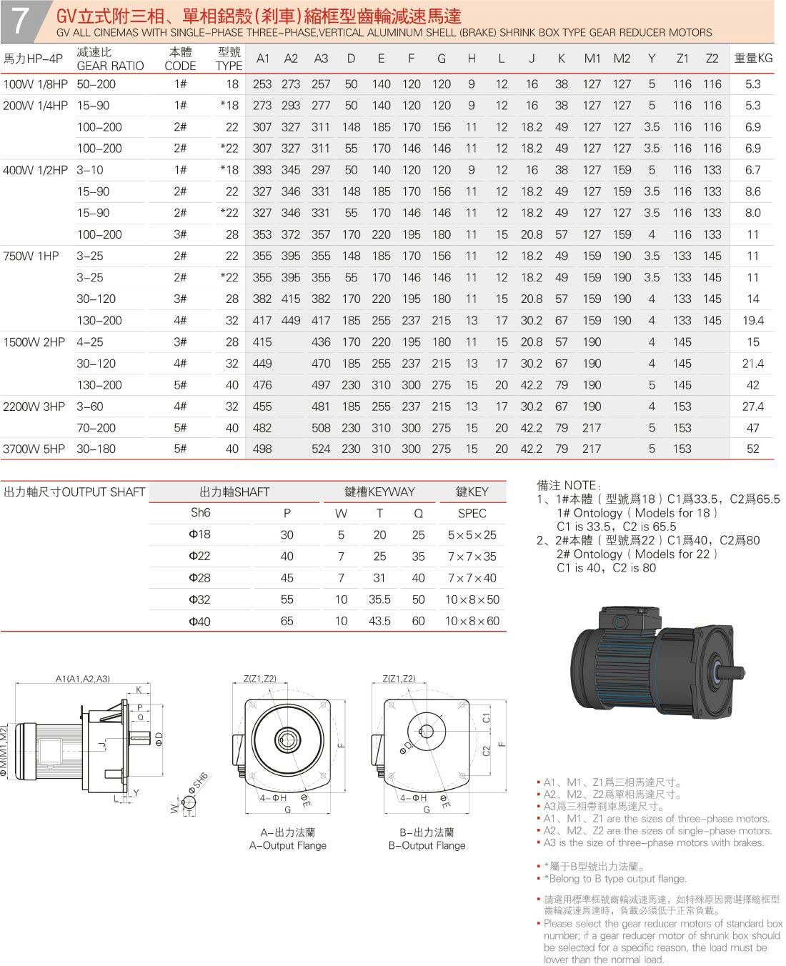 GV All Cinemas With Single-Phase Three-Phase Vertical Aluminum Shell (Brake) Shrink Box Type Gear Reducer Motors
