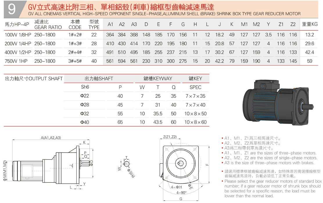 GV All Cinemas Vertical High-Speed Opponent Single-Phase Aluminum Shell (Brake) Shrink Box Type Gear Reducer Motor