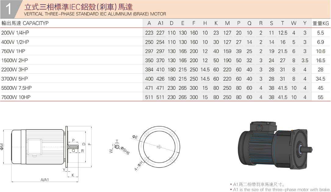 Vertical Three-Phase Standard IEC Aluminum (Brake) Motor