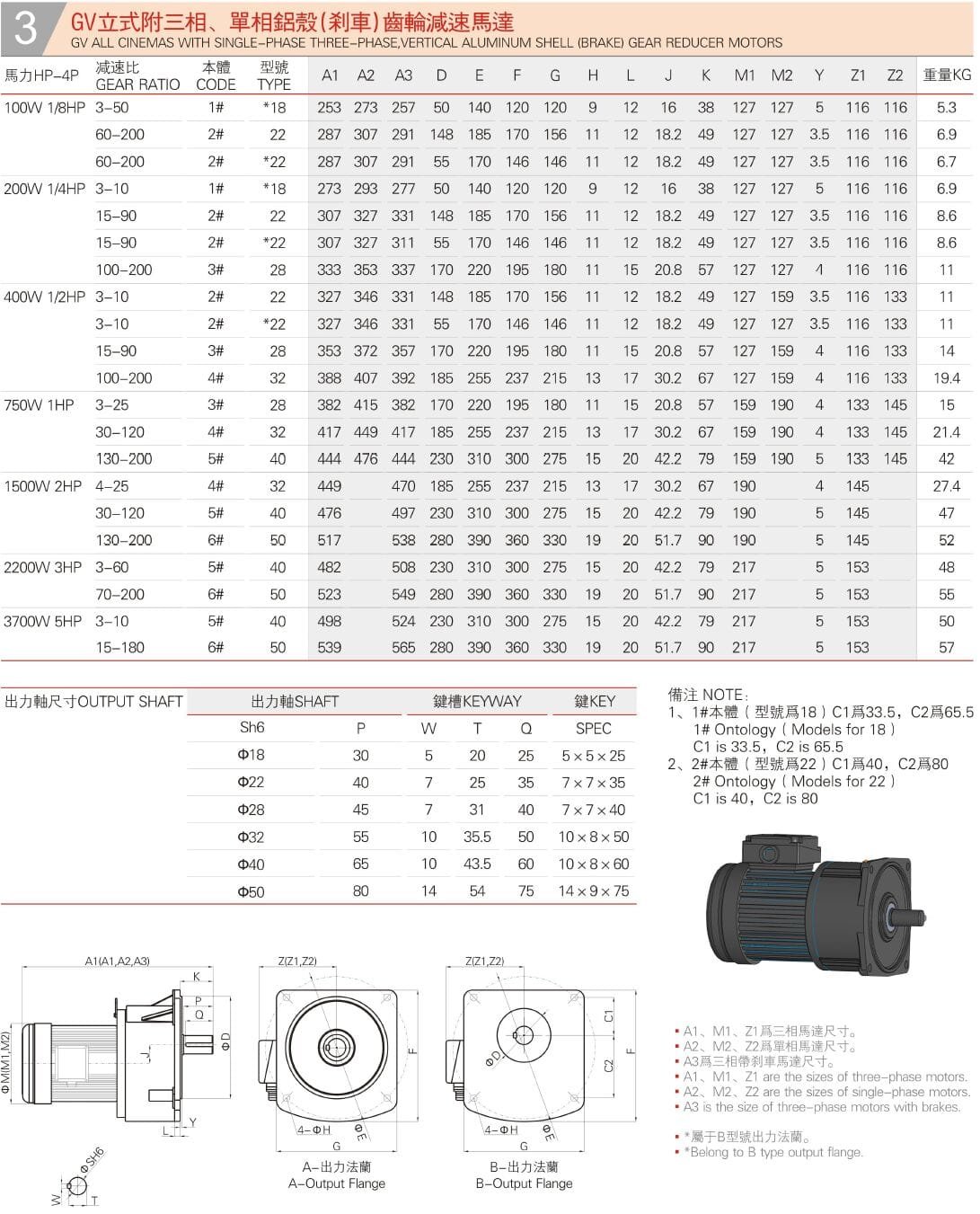 GV All Cinemas With Single-Phase Three-Phase Vertical Aluminum Shell (Brake) Gear Reducer Motors