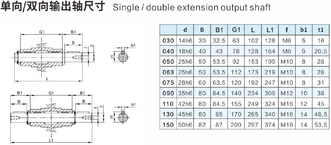 Single / Double Extension Output Shaft