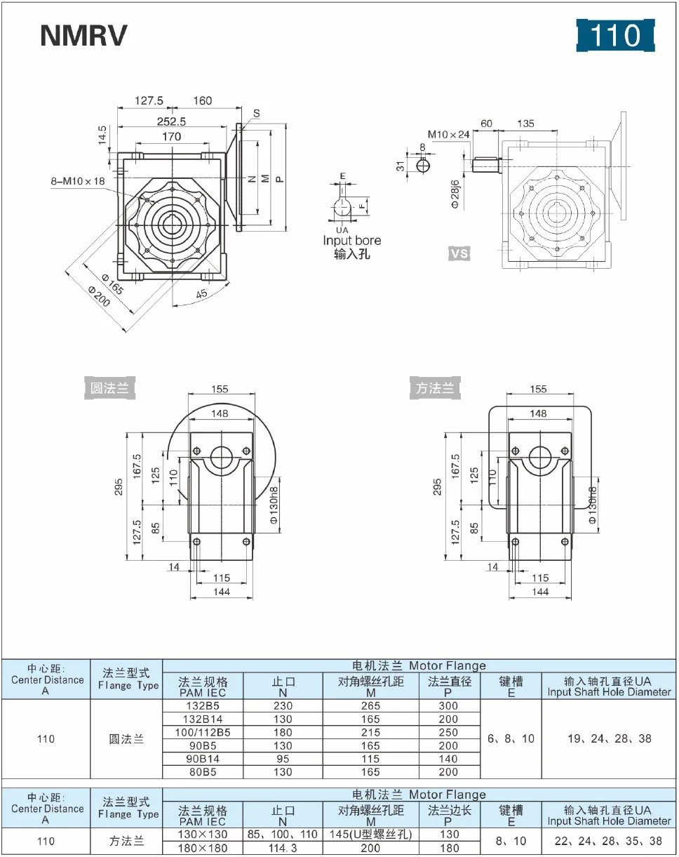 NMRV-110 Dimensions