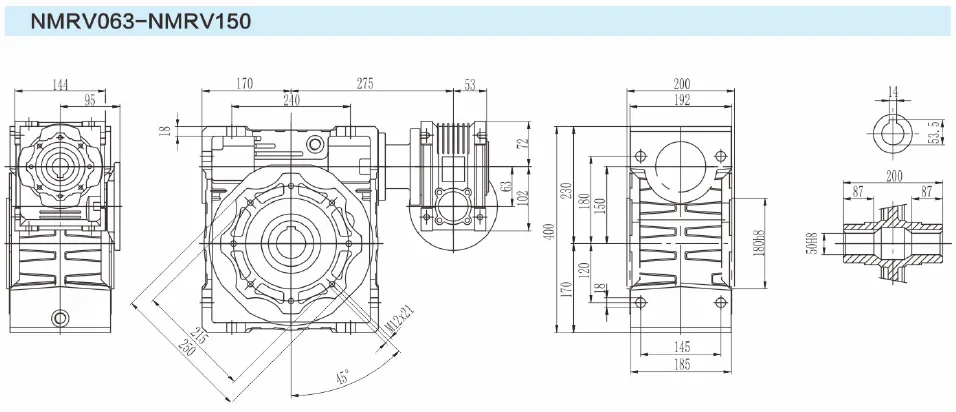 NMRV063-NMRV150 Dimensions